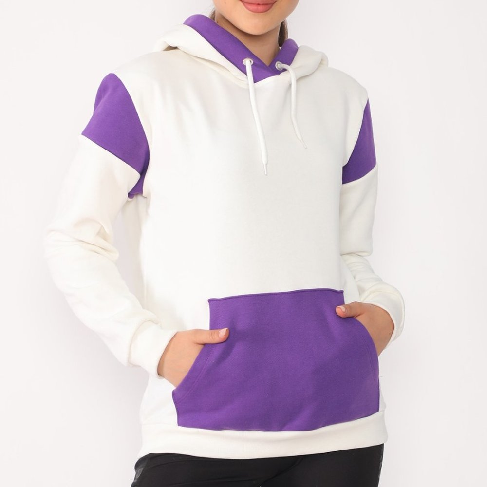 CM Fashion Women Hoodie Long Sleeve with pockets -White